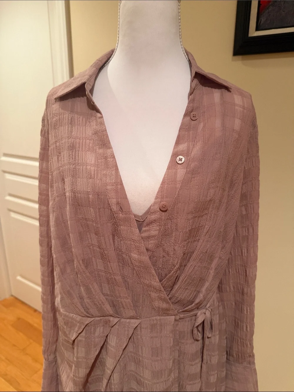 White House Black Market Dusty Mauve Wrap 2 piece dress